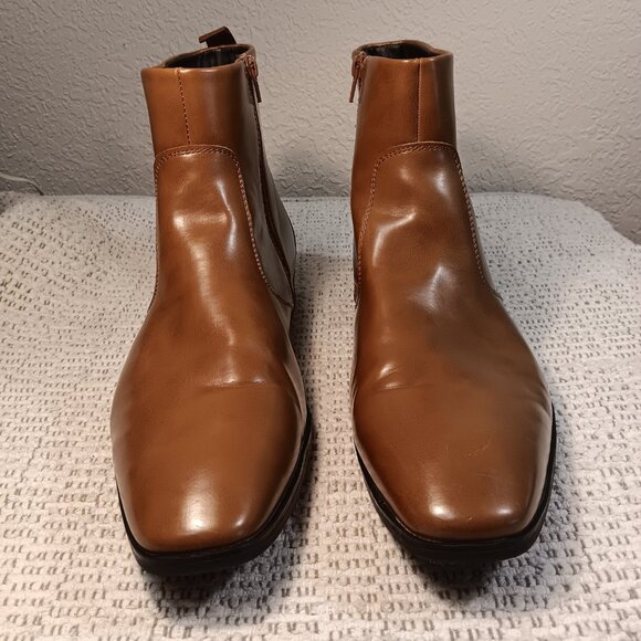 Alfani men's 'Ashton' brown faux leather dress boots sz 13 Medium - Picture 2 of 12
